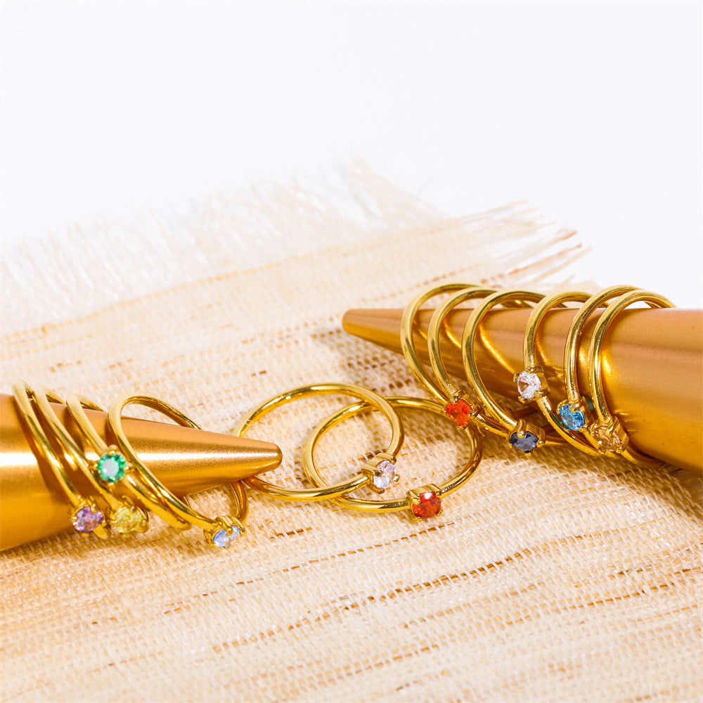 Venta al por mayor Anillo ajustable de oro real galvanizado de acero de titanio de 18 k